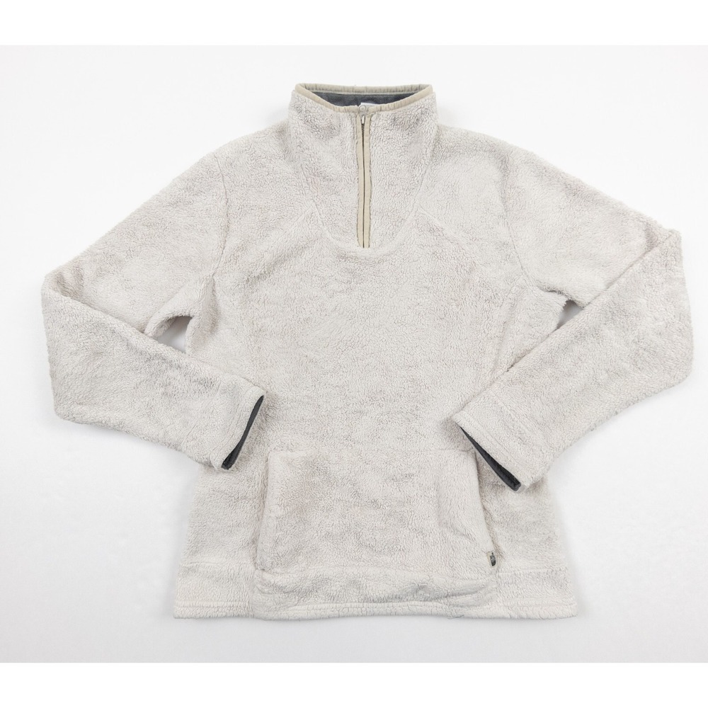 North Face Sweater Womens Medim Beige Fleece 1/4 Zip Pullover Ladies Outdoors